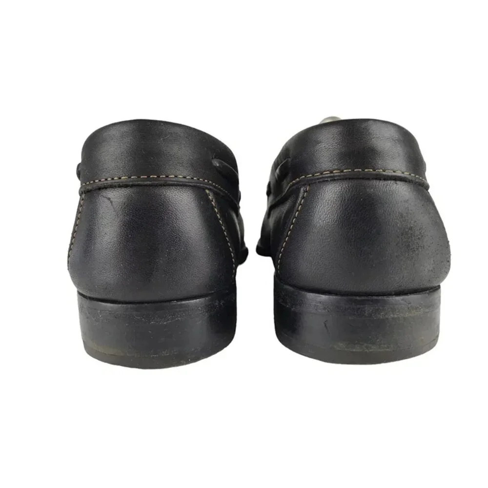 Larson Mens Black Leather Tasseled Moc Toe Slip‎ On Loafers Shoes Size US 10